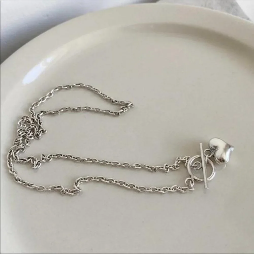 NEW 925 STERLING SILVER HEART CHAIN NECKLACE